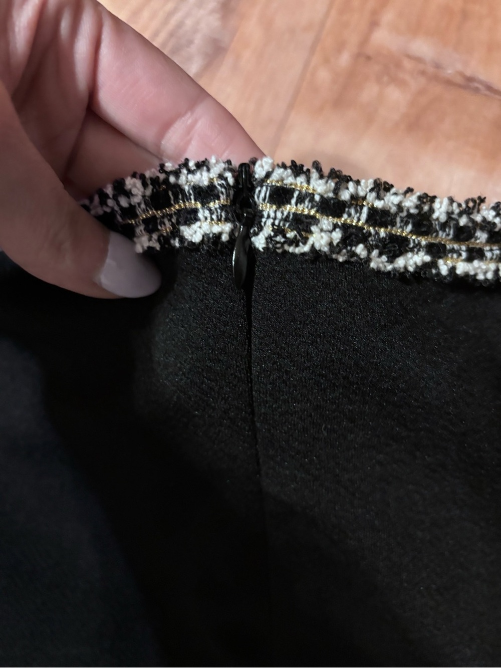 Plus size Black Fit-and-Flare Dress with tweed trim 1X **2 for 20** - Picture 7 of 11